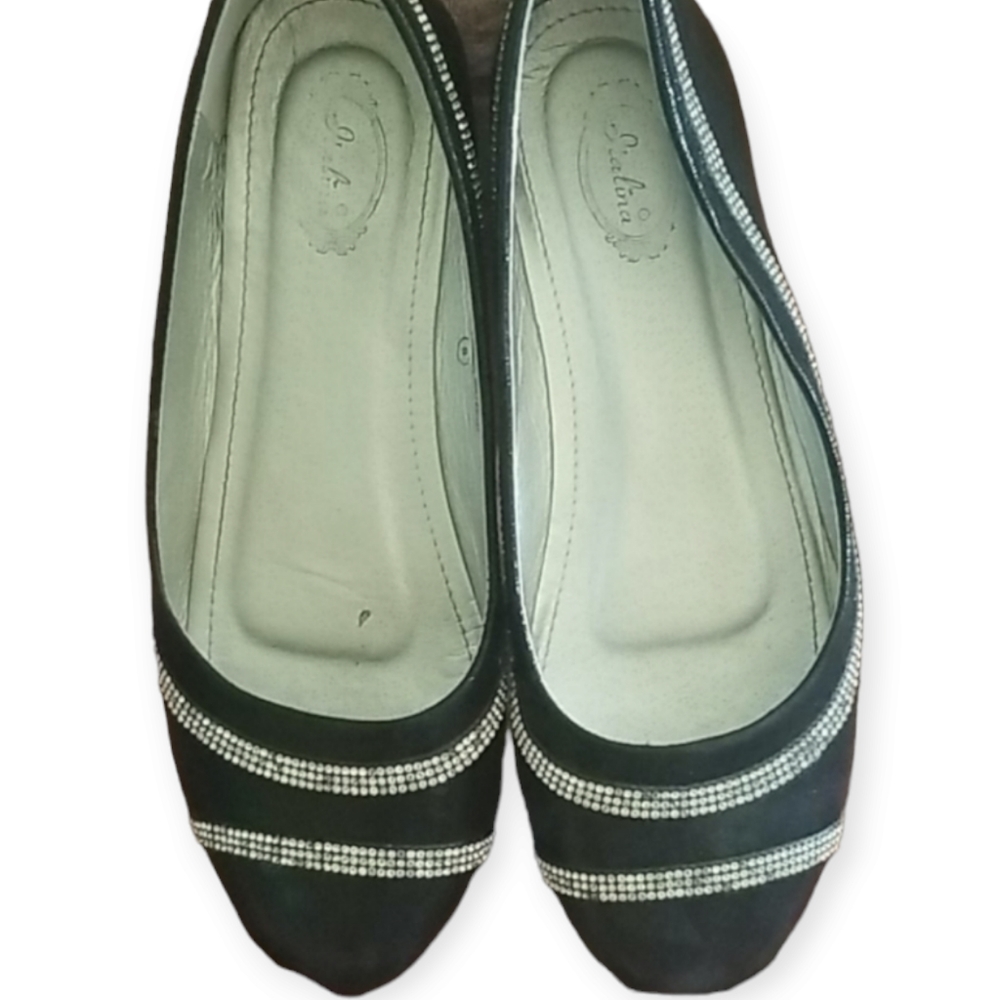 Black Flats with Rhinestones - Size 9